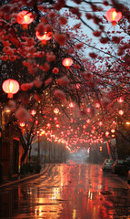 Thousands of trees are blooming in the easterly night, and the stars are raining down. thoroughbred horses carved cars are fragrant all over the road. generative ai