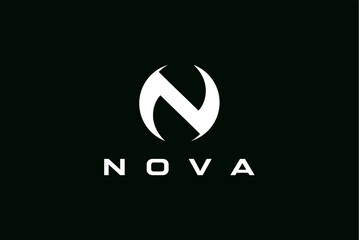 Nova round letter n logo design editable vector 