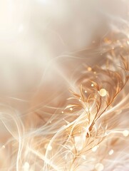Abstract background with bright sparks, lines and silhouette of flowers. Lightness and smoothness of every line. Copy space. 