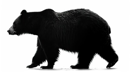 Fototapeta premium silhouette bear isolated on white background, Bear Drawing 