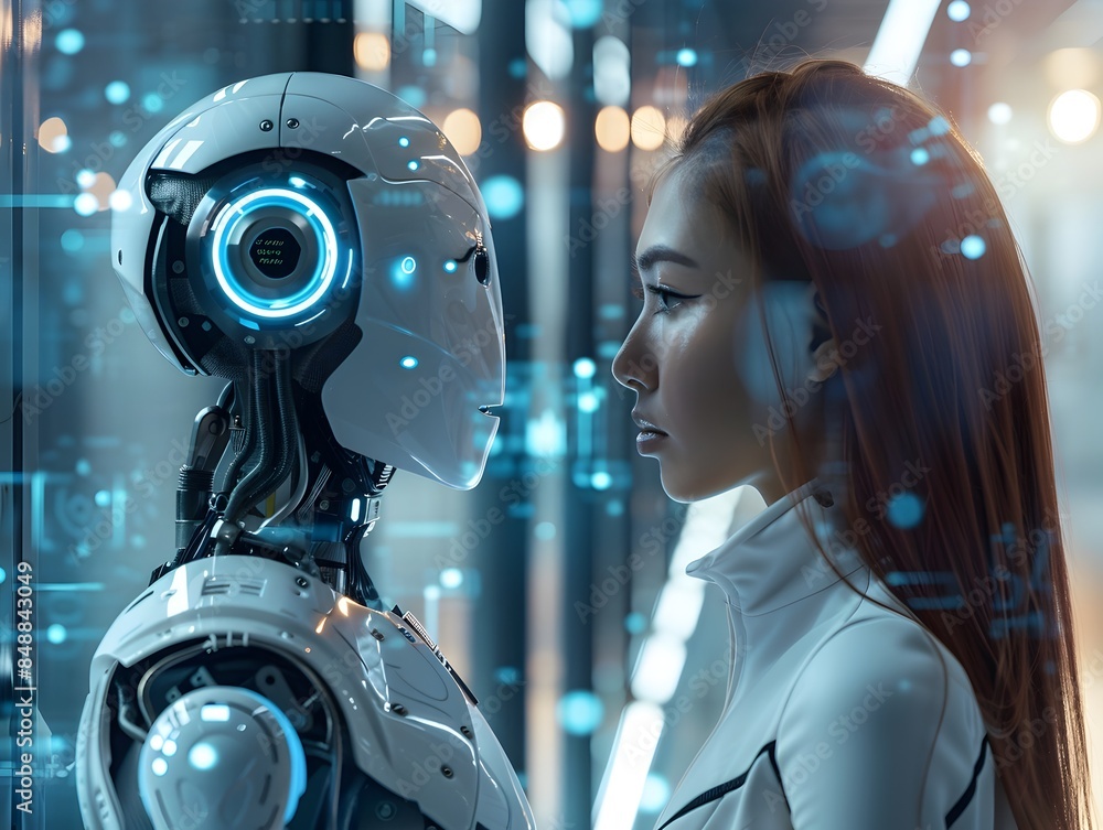 Poster ai powered customer service with chatbots and virtual assistants efficient and responsive technology