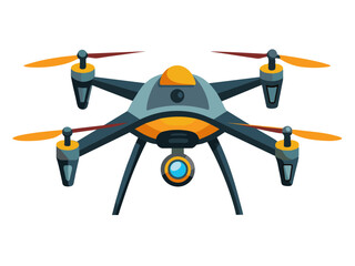 A sleek drone flying on white background. Generative AI.
