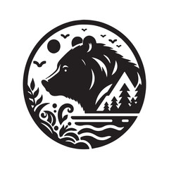 Black Bear Silhouette Vector Art