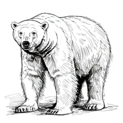 Sketch of polar bear. Hand drawn illustration converted to vector, Bear Drawing