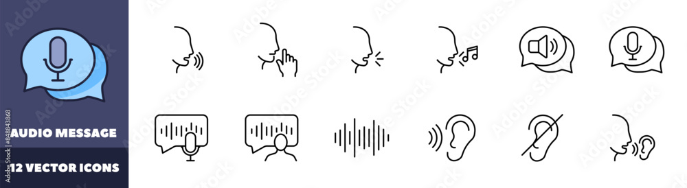 Aufkleber audio message set icons. message bubble icons. linear style. vector icons.