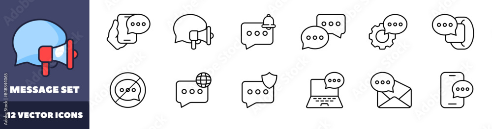 Poster message set icons. message bubble icons. linear style. vector icons.