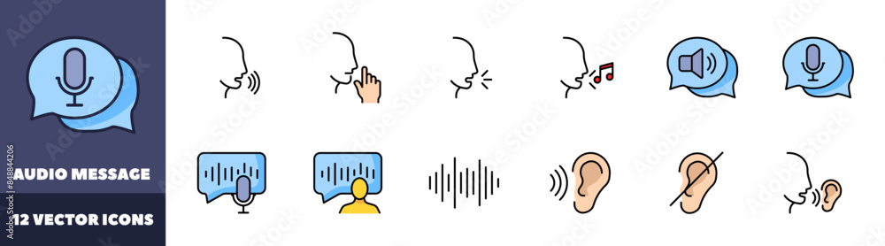 Aufkleber audio message set icons. message bubble icons. flat style. vector icons.