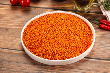 Raw red lentil for cooking