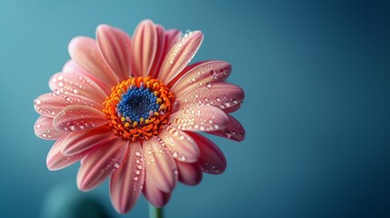 A pink flower with droplets of water on it