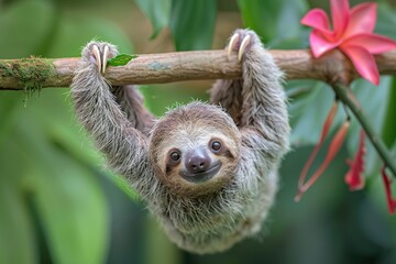  Baby Sloth Hanging Upside