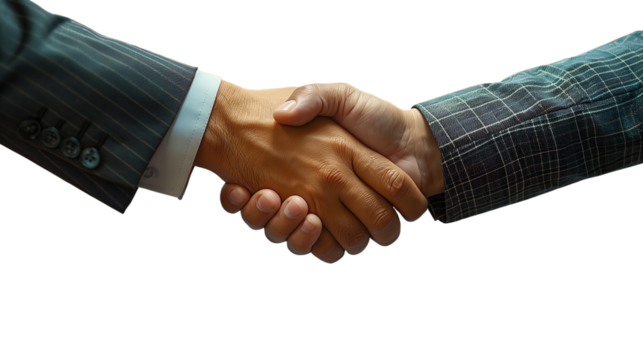 Business partnership meeting. Picture a businessman's handshake. Successful businessmen handshaking after a good deal. PNG transparent background - Powered by Adobe
