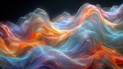 Fototapeta premium Abstract Wave Representation Of Connections In A Holographic World, Abstract Background HD For Designer