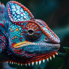 Vibrant Chameleon s Textured Skin Blending Into Its Surroundings