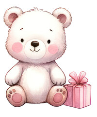 Obraz premium teddy bear with gift box