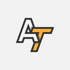 Letter AT or TA Logo, Monogram Logo letter A with T combination, design logo template element, vector illustration