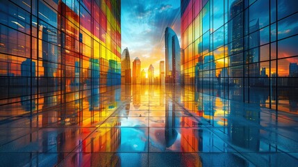 Abstract Buildings Connected By Vibrant Light Paths, Abstract Background HD For Designer