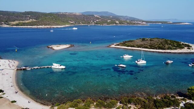 Nautical Tourism Boats and Yachts in Bay of Veliki island beach, Croatia