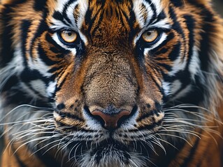 Intense Gaze of a Powerful and Majestic Tiger Close up Portrait