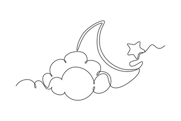 Outer space concept. Single line draw design vector graphic illustration.