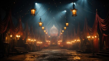 poster with circus tent at night