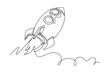 Outer space concept. Single line draw design vector graphic illustration.