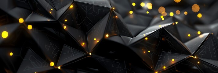 a wallpaper for a with black mathematical shapes with yellow glowing details, it is surrealistic and abstract, yellow