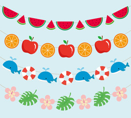 Summer elements icon illustration garland decoration