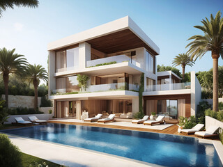 Fototapeta premium Modern villa with swimingpool
