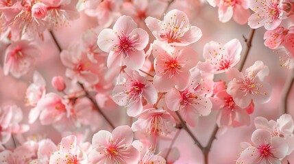 Obraz premium Pattern of delicate cherry blossoms in bloom.