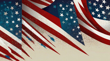 American flag waving in the wind - American symbol of 4th of july independence day democracy and patriotism.