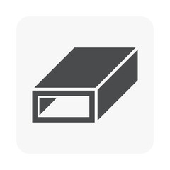 Rectangular box straight duct vector icon. Pipe tube from galvanized steel sheet for install on ceiling to distributing supplying hot cold air in hvac or air conditioning, ventilation system.