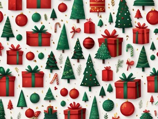 WHITE christmas background with christmas trees