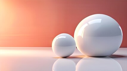 Two shiny white balls isolated on orange