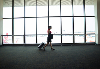 Business woman waiting for delayed flight.woman at the airport. flight delay