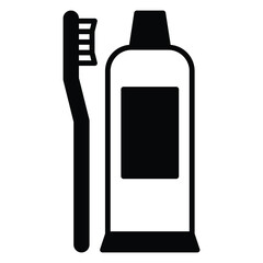 toothbrush icon vector or logo illustration outline black color style