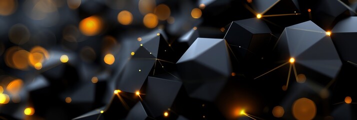 a wallpaper for a with black mathematical shapes with yellow  glowing details, it is surrealistic and abstract, yellow color