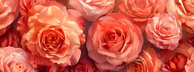 Naklejka premium Pattern of rose blossoms in bloom.