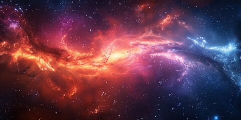 Naklejka premium cosmic background with swirls and flashes, electrified clouds. energy, natural power in the sky. vibrant colors.