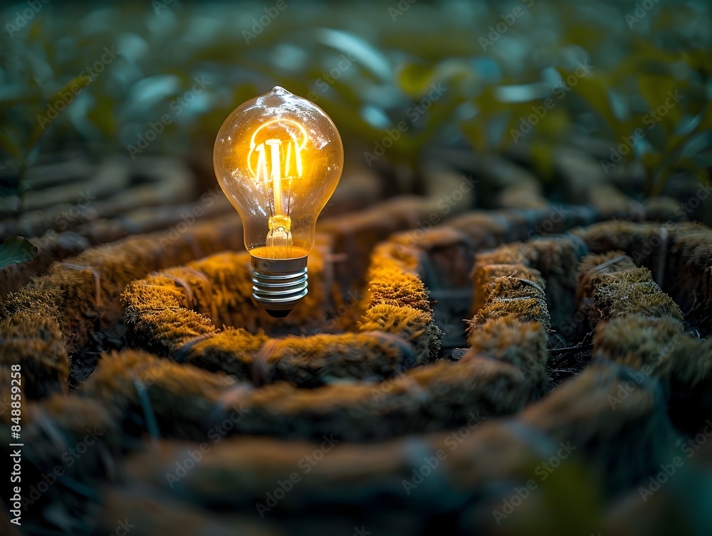 Poster illuminating the path through a labyrinth of ideas