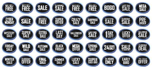 Set Sale banners design template, discount tags, app icons, vector illustration