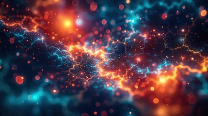 Obraz premium Abstract 3D Representation Of Connections In A Galaxy Cluster, Abstract Background HD For Designer