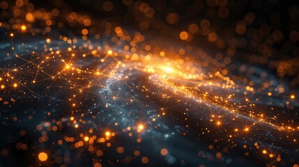 Abstract 3D Representation Of Connections In A Galaxy Cluster, Abstract Background HD For Designer