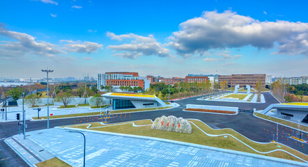 An aerial view of Ningbo University in Zhejiang Province, China