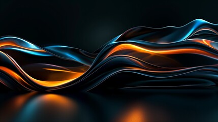 vibrant blue and orange glow waves abstract background