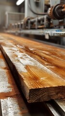 Redwood Planks Being Sanded to Perfection for a Flawless Finish
