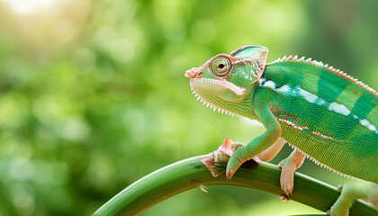 Fototapeta premium chameleon on a branch tree 