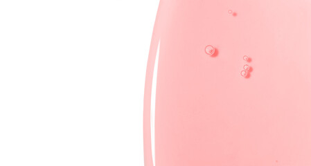 round drops of serum gel texture cosmetic products on white background top view