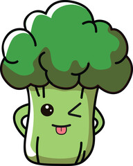 Broccoli with kawaii eyes. Flat design vector illustration of a broccoli
on white background.