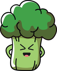 Broccoli with kawaii eyes. Flat design vector illustration of a broccoli
on white background.