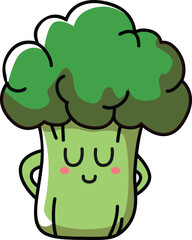 Broccoli with kawaii eyes. Flat design vector illustration of a broccoli
on white background.